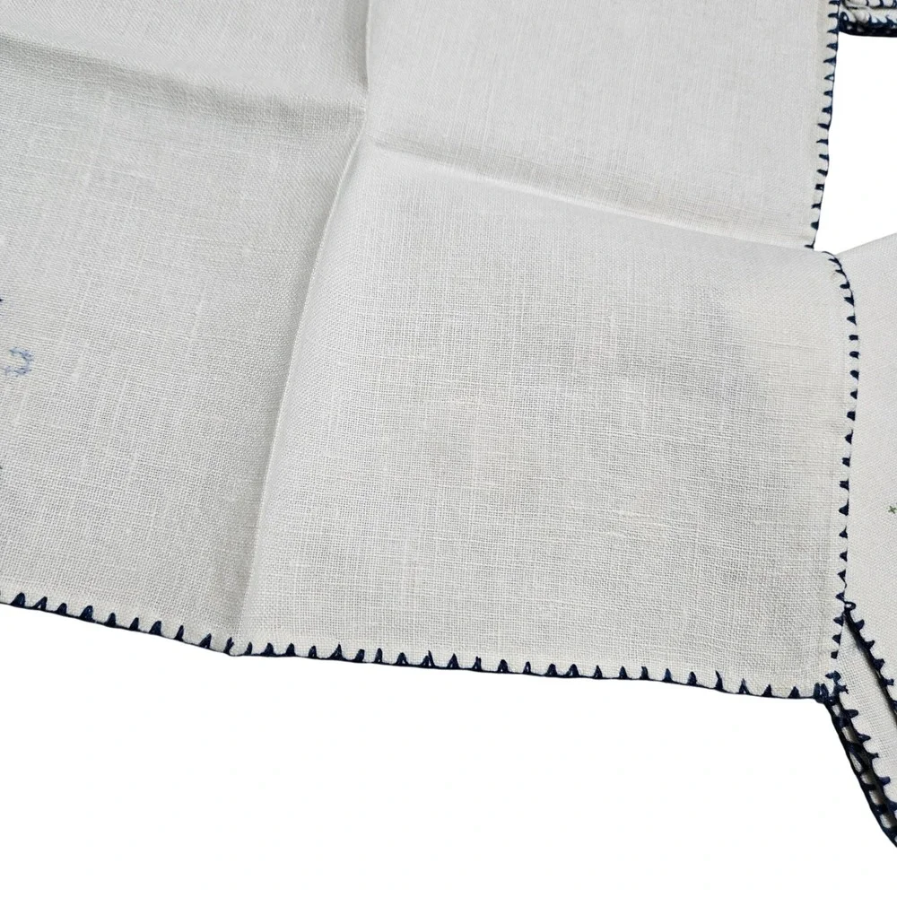 Vintage Cloth Napkins White Floral Cross Stitch Vintage Cottagecore‎ Oriental